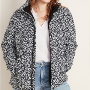 Old Navy Black Floral Puffer Coat